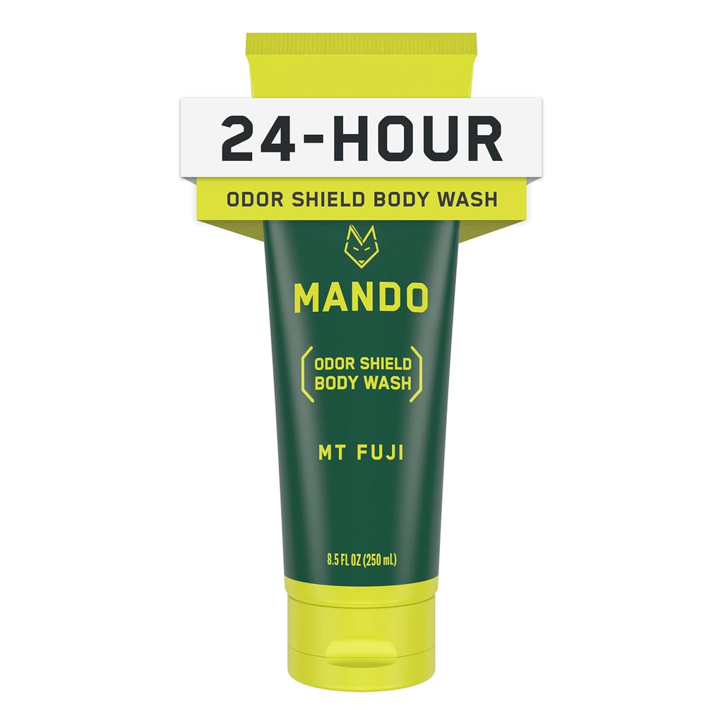 Mando Odor Shield Body Wash - 24 Hour Control - Removes Odor Better than Soap - SLS and Paraben Free, Skin Safe - 8.5 Ounce (Mt Fuji)