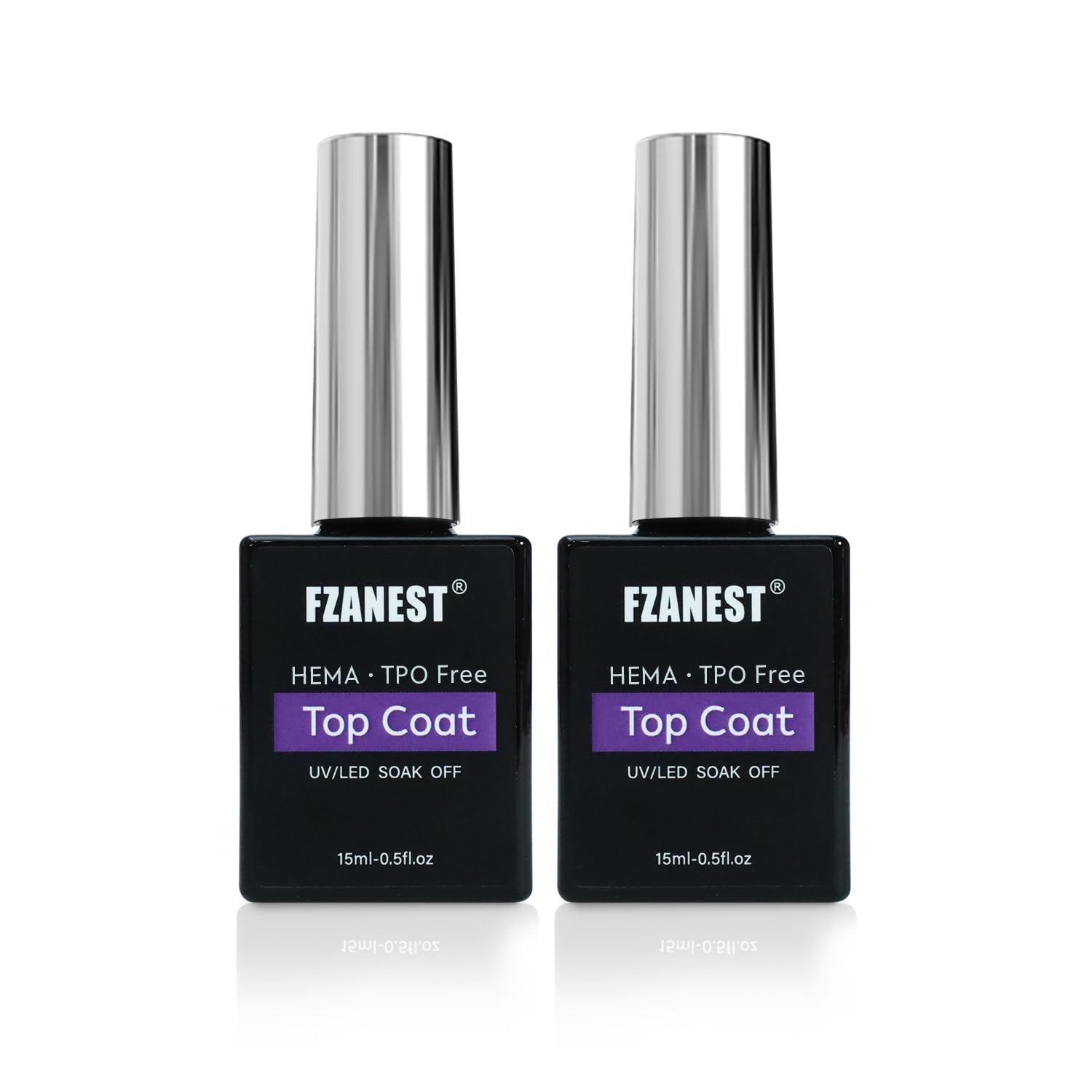FZANEST Gel Top Coat HEMA-Free, No Wipe Top Coat Nail Polish Smooth High Shine Gel Finish Soak Off UV LED