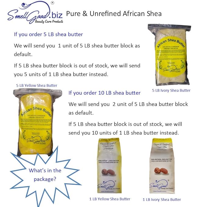 African Raw Unrefined Shea Butter, 5 Pound