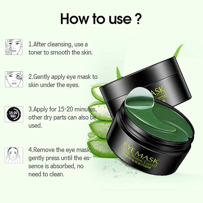 Under Eye Mask, Collagen Eye Mask, Eye Gel Pads, Green Tea Under Eye Patches, Firming Eye Mask, 30 Pairs Collagen Eye for Eye Moisturizing, Dark Circles, Wrinkles, Fine Lines, Under Eye Bags