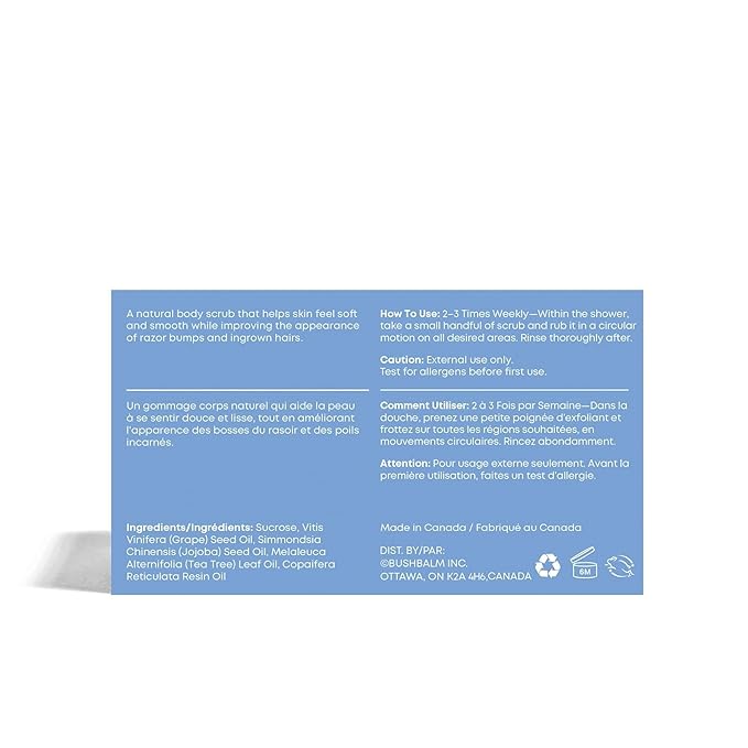 Bushbalm Ingrown Hair Exfoliating Scrub - Reduces Appearance of Ingrown Hairs and Underarm Bumps, Soothes Skin and Post Shave Redness - Nude, 236 ml