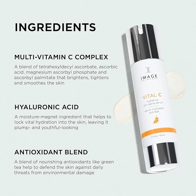 IMAGE Skincare VITAL C Duo - Hydrating Serum + Intense Moisturizer with Hyaluronic Acid & Shea Butter for Anti-Aging, Toning, & Deep Hydration (1.7 oz + 1.7 oz)