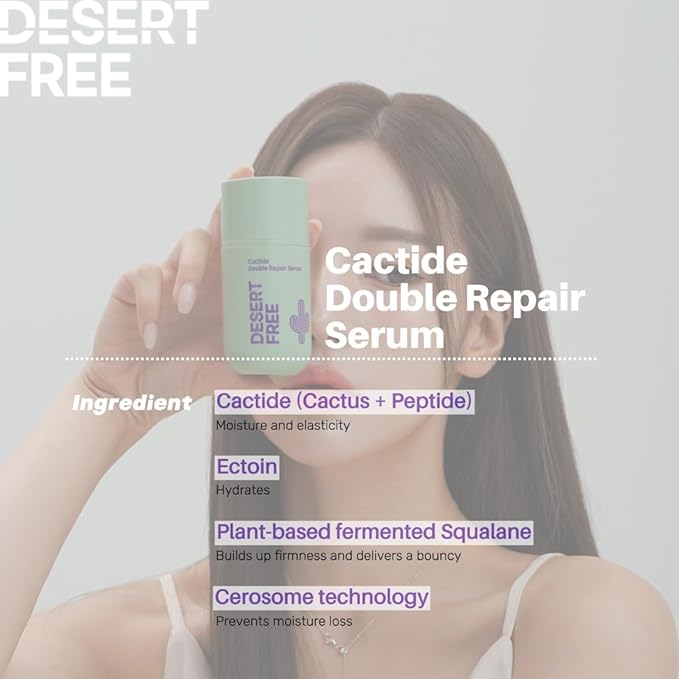 DesertFree Double Action Serum for Skin Barrier Support and Moisturizing - Natural Ingredients, Fragrance Free, Suitable for Sensitive Skin - 50ml