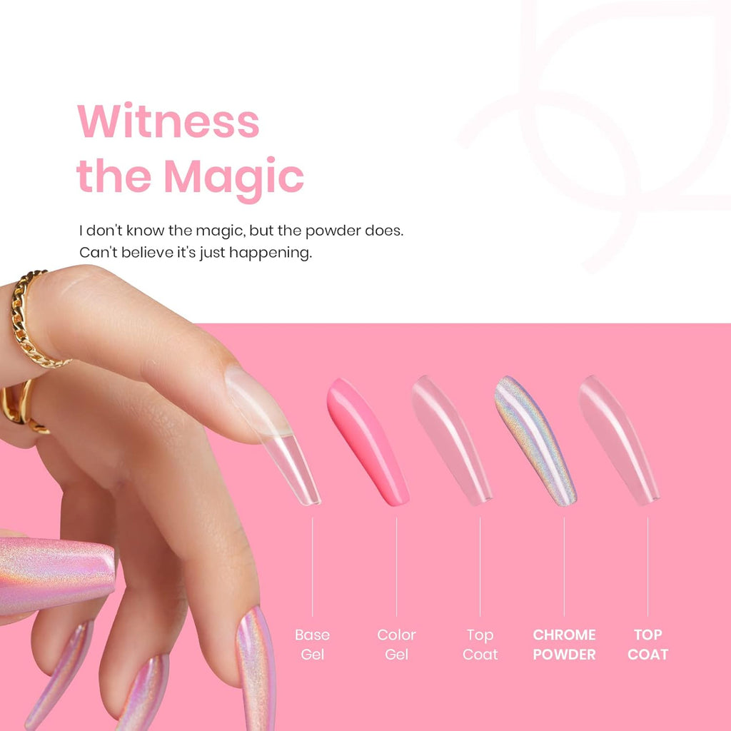 Beetles Chrome Nail Powder Metallic Mirror Effect Holographic Aurora Iridescent Nail Art Decoration for Gel Polish Glitter Premium Salon Nail Glitter Manicure Pigments for Nail Art Design, 0.04oz/1g