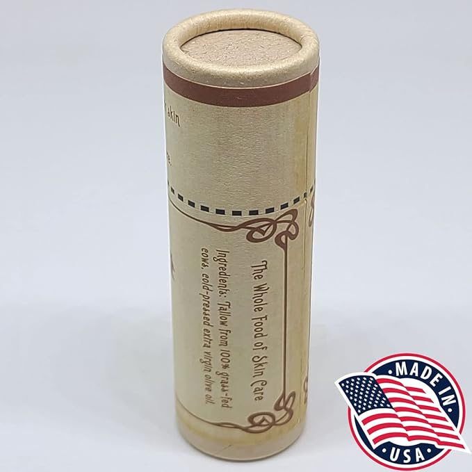 Vintage Tradition Moisturizing Beef Tallow Lip Balm – Unscented Tube Lip Moisturizer for Sensitive Skin Hydrates & Soothes Dry Lips – Grass-Fed Tallow Balm for Skin Care, 0.5 Fl. Oz.