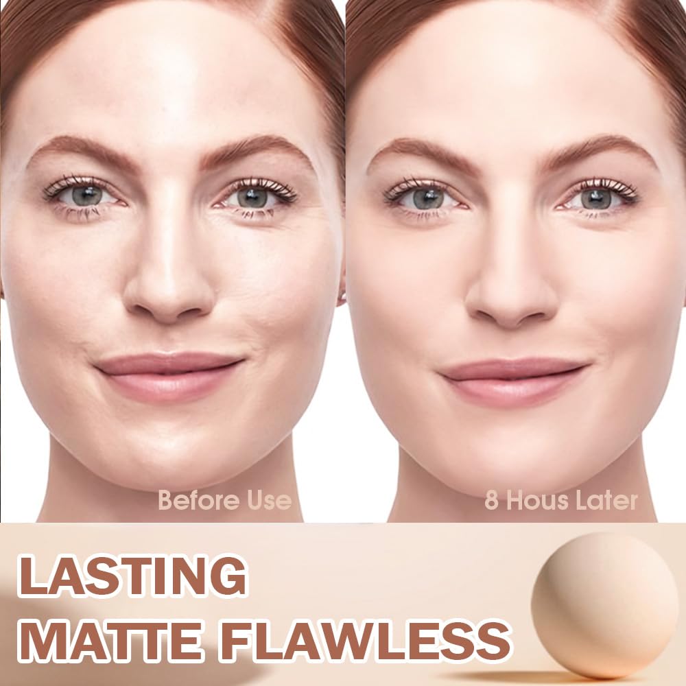 Kaely Oil Control Face Pressed Powder, Perfection Matte Compact Powder, Long Lasting Waterproof Finishing Powder Makeup, polvo compacto de maquillaje, Lightweight, Vegan, 20 Ivory