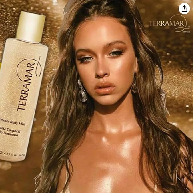 Terramar Shimmer Body Mist - Gold Glitter Body Spray for Luminous Skin - Adds Subtle Sparkle & Refreshing Scent