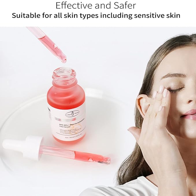 AICHUN BEAUTY Face Serum Eye Essence Anti-Wrinkles Anti-Acne Oil-Control Anti-Freckle Refreshing Moisturizing Purifying Shrink Pores 30ml 1.01FL.oz (AHA 30% + BHA 2% Exfoliation Face Serum)