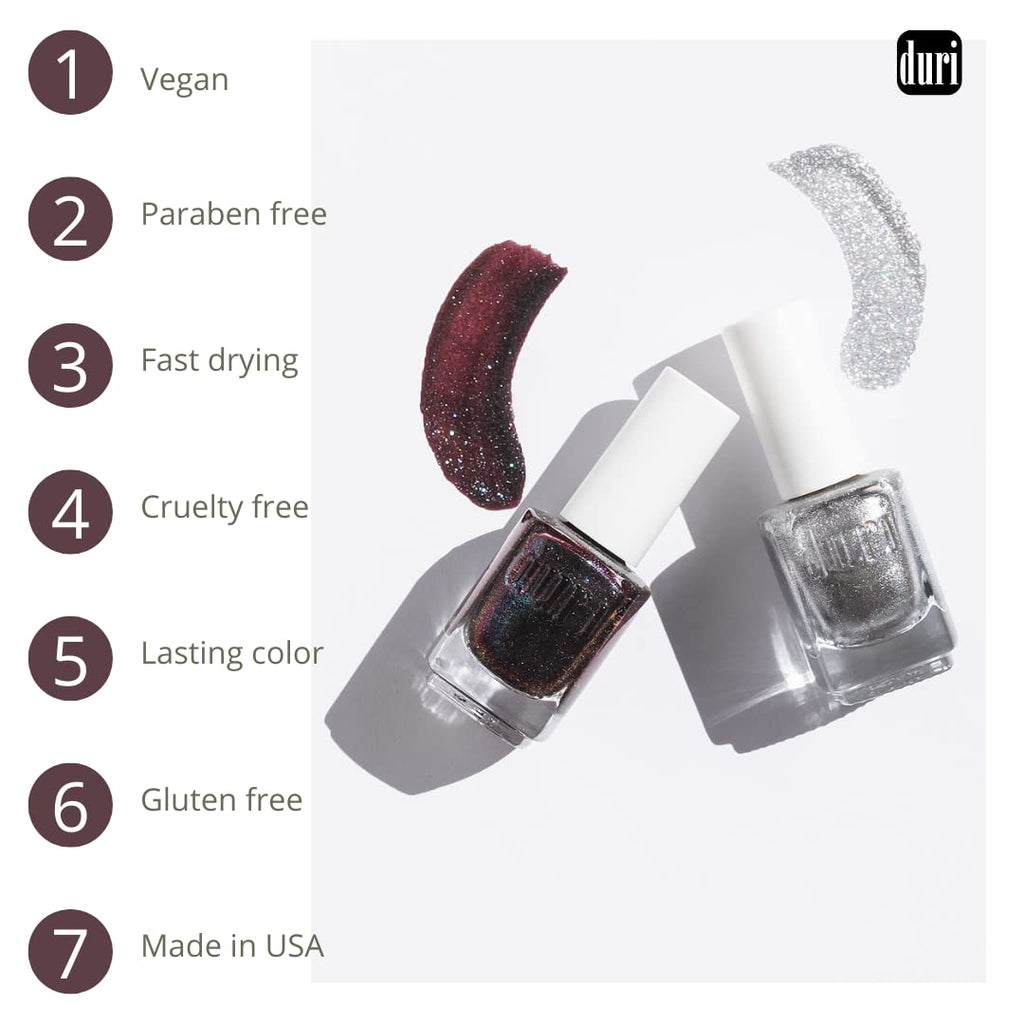 duri Nail Polish, 765 Cyber See, Light Lavender Metallic Shimmer, Full Coverage, Fast Drying, Long Lasting, Easy to Apply, 0.45 Fl Oz