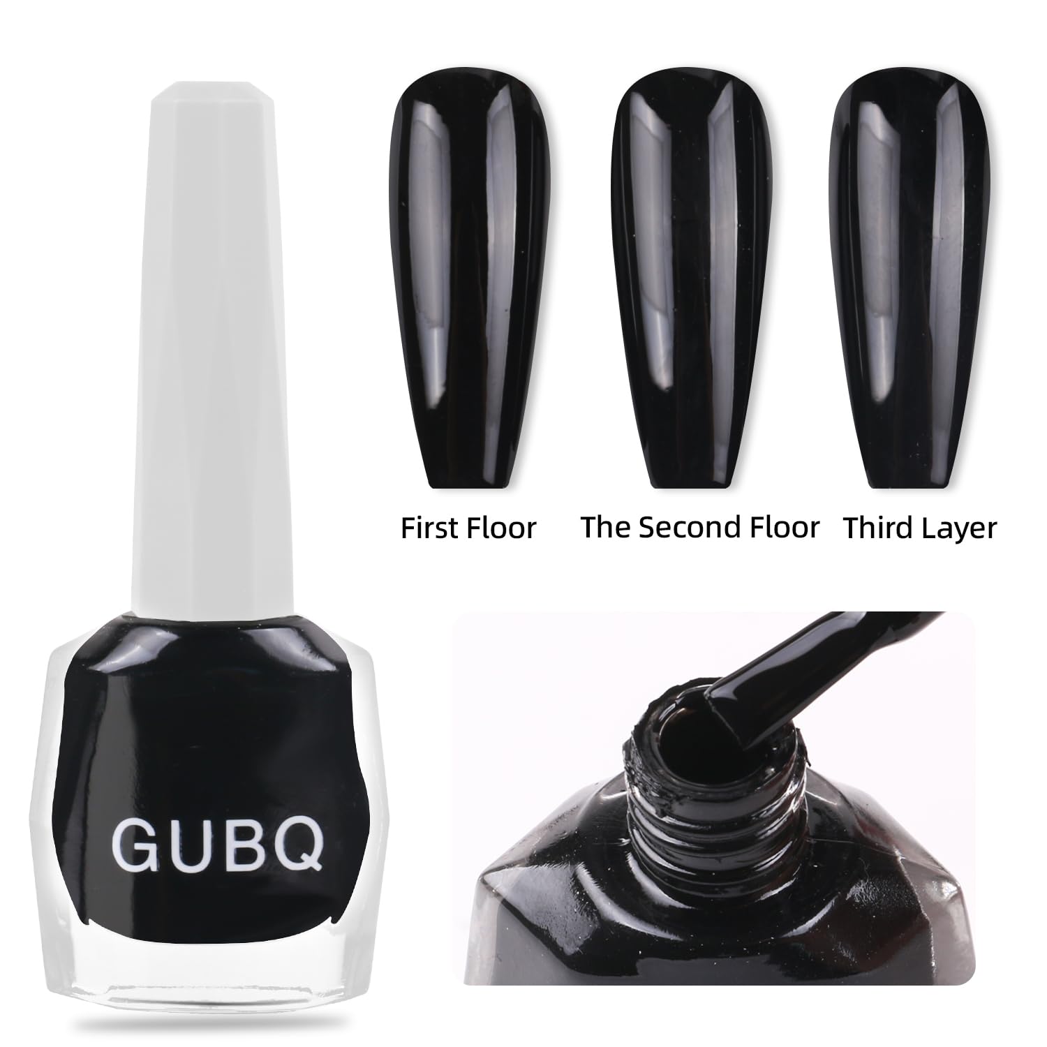Major Dijit Quick Dry Nail Polish 12ml/0.41fl oz Black Regular Nail Lacquer Fast Drying & Long Lasting Nail Polish Nail Art Effect for Nail Salon