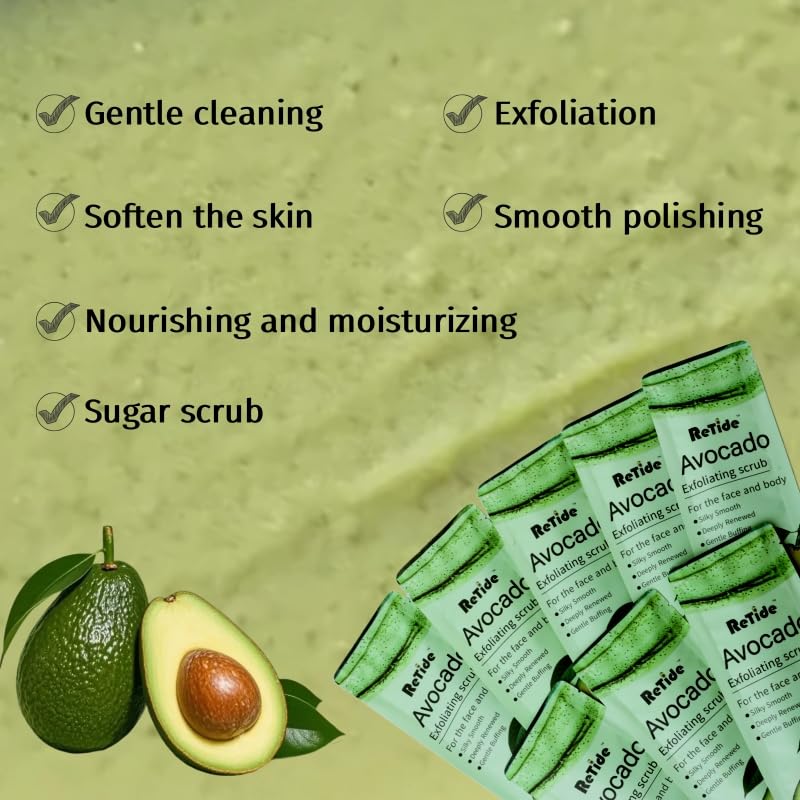 Avocado Body Scrub Gift Set - 35 Packets & 2 Pcs Exfoliating Gloves,Exfoliating & Moisturizing Sugar Scrub for Face & Body, Self Care Gifts for Women