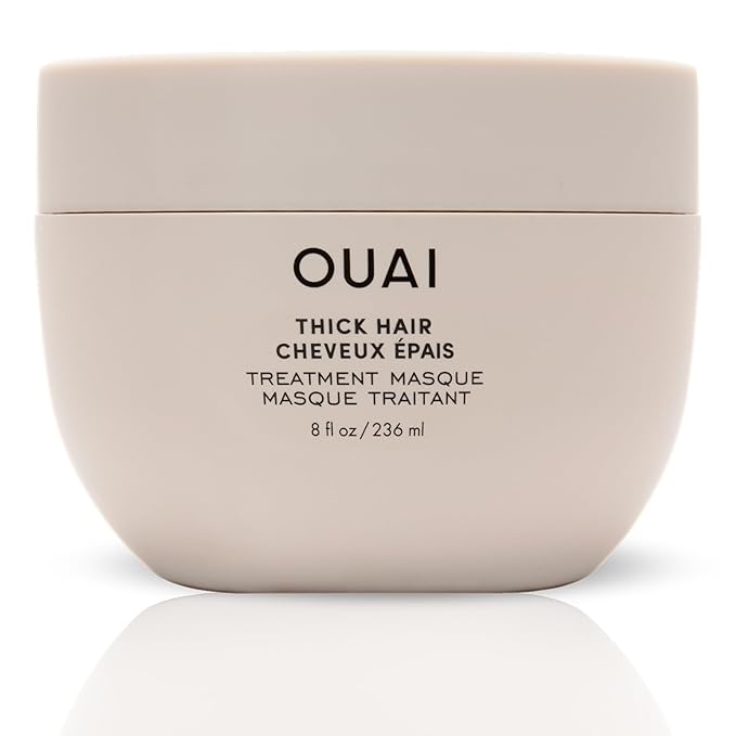 OUAI Thick Hair Mask - Hair Treatment Masque with Almond Oil, Olive Oil, & Hydrolyzed Keratin to Restore Damaged Hair - Phthalate & Paraben Free Hair Masque (8 fl oz)