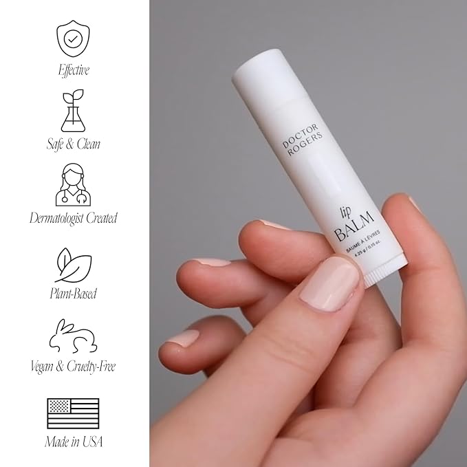 Doctor Rogers Lip Balm. Hydrating & Softening Lip Moisturizer for Very Dry Lips, Natural & Hypoallergenic, 0.15 Ounce (4.25 g) Tube