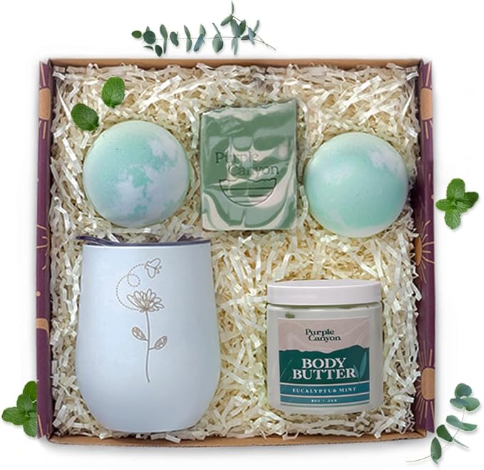 Purple Canyon Bath Gift Set for Women | Revitalizing Eucalyptus Spearmint and Cucumber Mint Self-Care Gift for Women