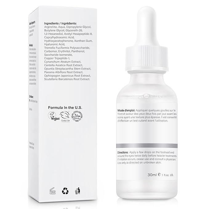 Anti Aging Argireline Solution 10%,Anti Wrinkle Hydrating Argireline Serum with Centella & Hyaluronic Acid for Skin Barrier Repair,30ml Peptides Serum for Face Reduce Fine Lines,2Pcs