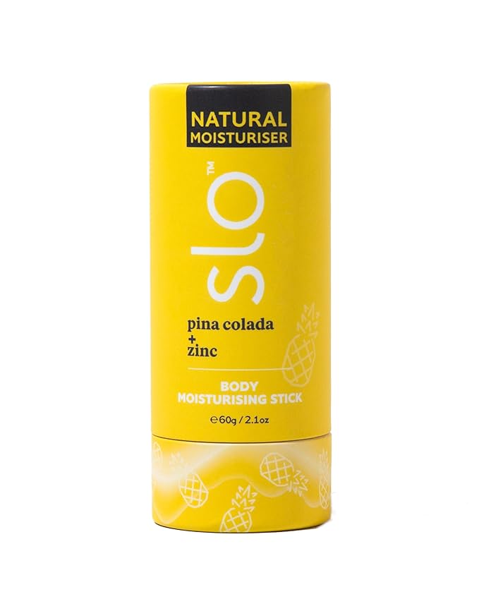 Slo | Natural Moisturising Stick - All Natural Ingredients, Vegan & Cruelty Free, Hydrating, Plastic Free, Paper Packaging | Pina Colada + Zinc, (2.11oz/60g)