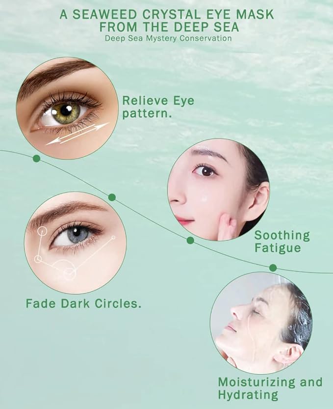 Senana MarinaUnder Eye Masks, Eye Lines And Moisturizing Eye Patches, Moisturizing, Nourishing, Improving Eye Bags, Dark Eye Circles, Under Eye Gel Pads with Collagen Hyaluronic Acid (60 Pieces) (Deep Seaweed Collagen)