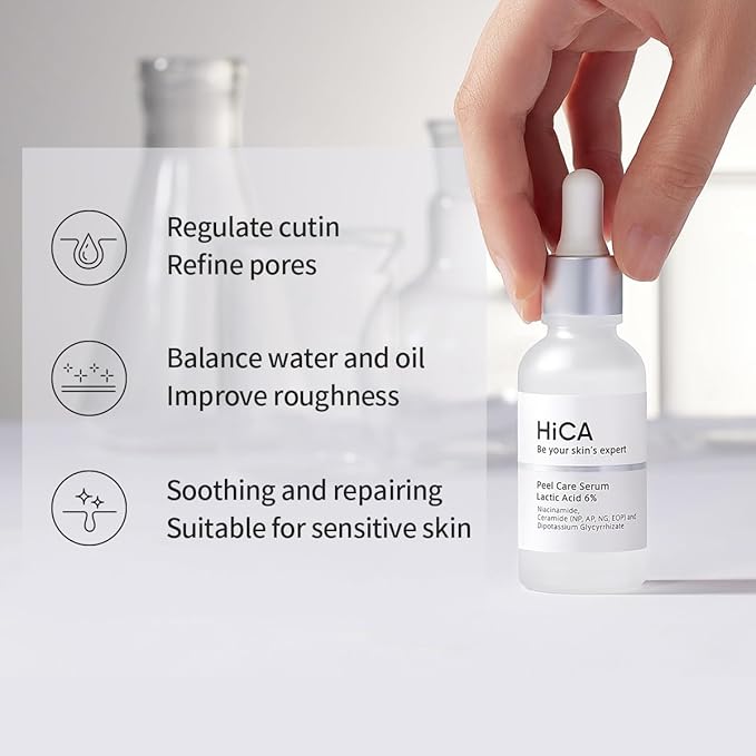 HiCA Peel Care Serum 6% Lactic Acid 28ml Keratin Care No Additives Moisturizing AHA Sensitive Skin Facial Peeling Solution