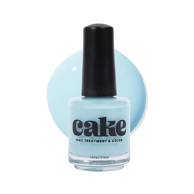 CAKE Power Boost Nail Strengthener & Nail Polish Duo: Color ""Perfect Day at Coco Cay"" - Keratin, Vitamin E, & Biotin Enriched, Nail Growth & Nail Hardener, (1 FL oz) CAKE Nail Treatment & Color, 2