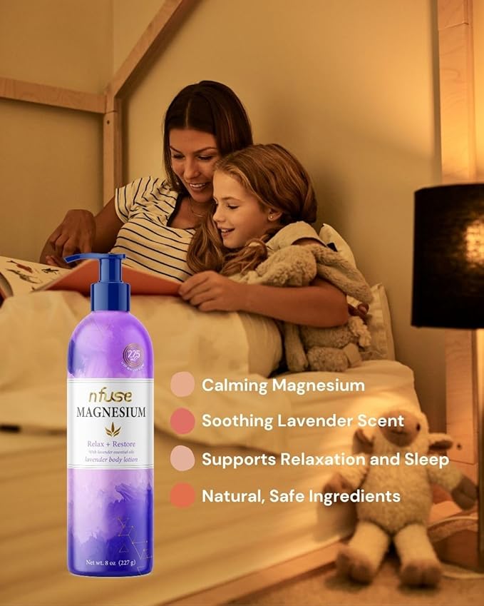 nfuse Magnesium Lotion | Ultra Healing Body Lotion | Natural Magnesium Therapy | Lavender: Rest + Restore | 8 oz