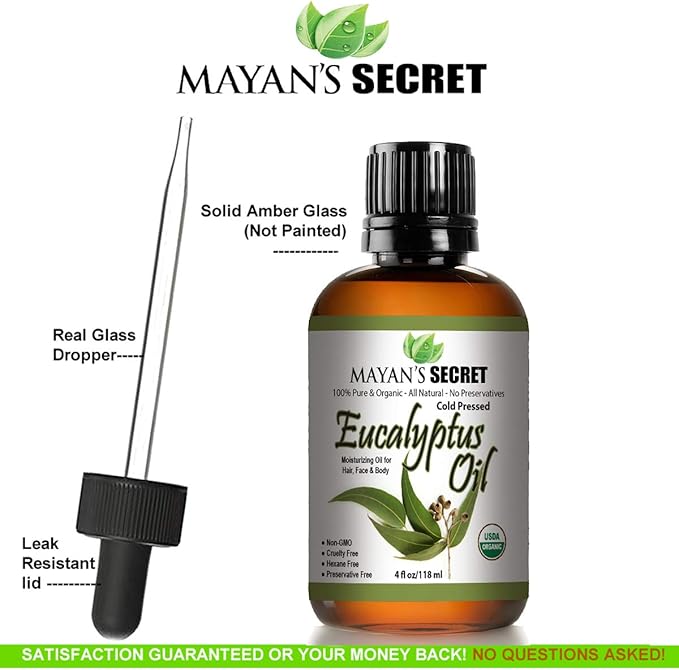 Mayan's Secret Pure Carrier and Essential oils for Skin Care, Hair, Body Moisturizer for Face-Anti Aging Skin Care (Eucalyptus Smithii Organic Oil, 4oz)