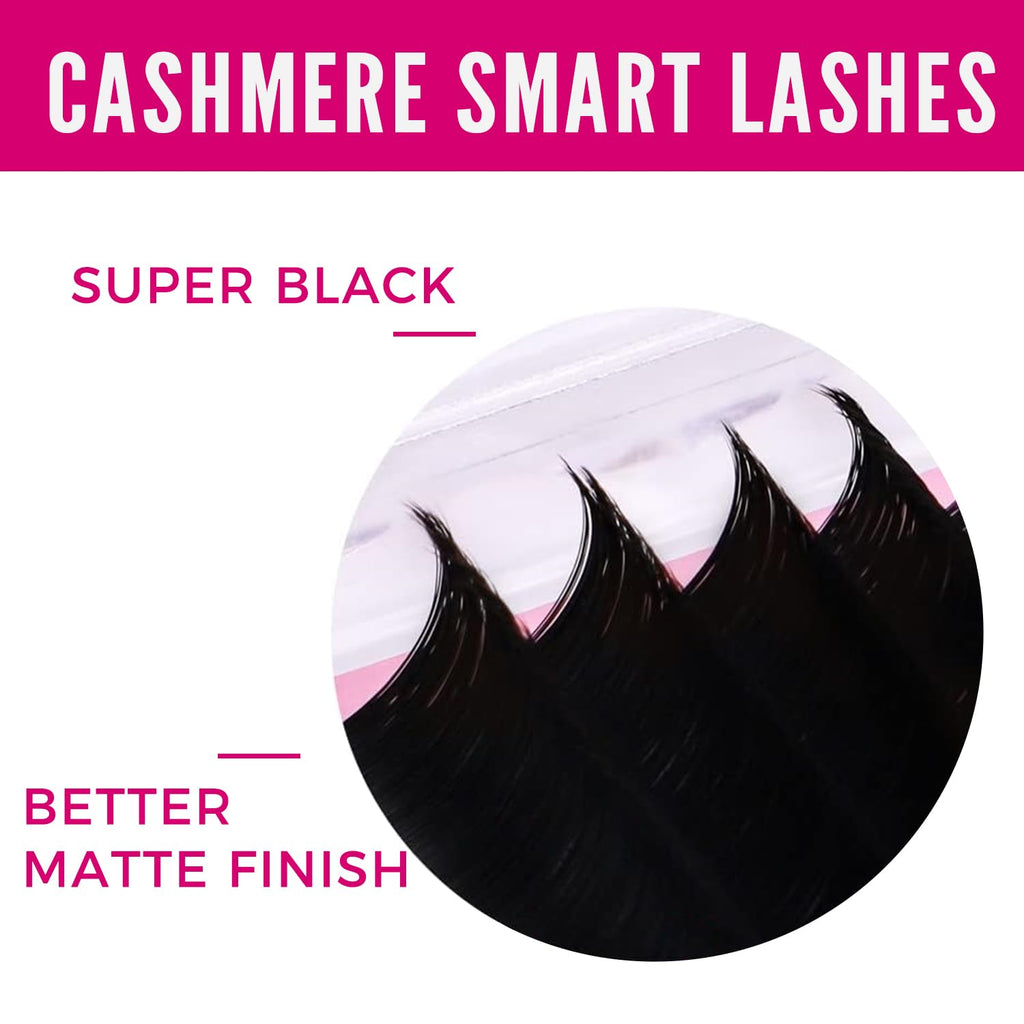 VEYES INC Cashmere Smart Fan Lash Extensions 0.03 0.05 0.07 C/CC/D Curl 8-20mm Mixed & Single Length, Super Matte Black Volume Lashes, Professional Supplies for Lash Techs (0.05 D 10mm)
