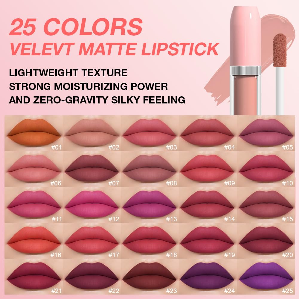 BINGBRUSH Super Matte Longwear No-Budge Stay On Smudge Proof Liquid Lipstick Long Lasting Makeup for Women,Highly Pigmented Color and Instant Shine, Cheeky