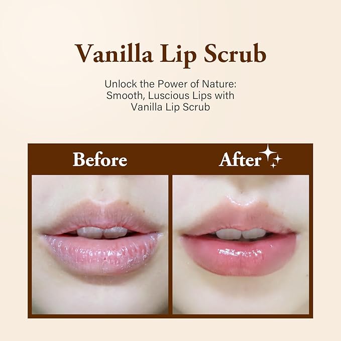 Vanilla Lip Scrub - Natural Sugar Exfoliator for Chapped Lips - 1.05 oz - Nourishing, Smooth & Soft Conditioning