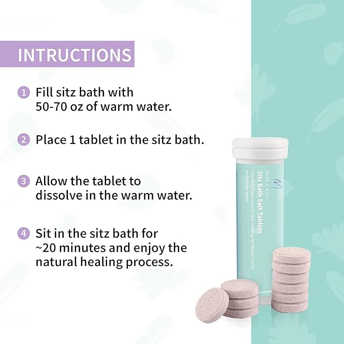 Mama & Wish Sitz Bath Tablets 1 Pack and Witch Hazel Pad Liners 1 Pack
