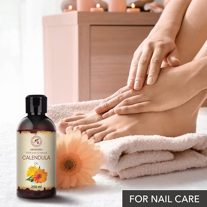 Calendula Oil 8.5 Fl Oz (250ml) - Calendula Officinalis Flower Extract – Infused - Almond Oil Base - 100% Pure & Natural - Marigold Oil – Benefits for Skin, Nails, Hair, Face, Body