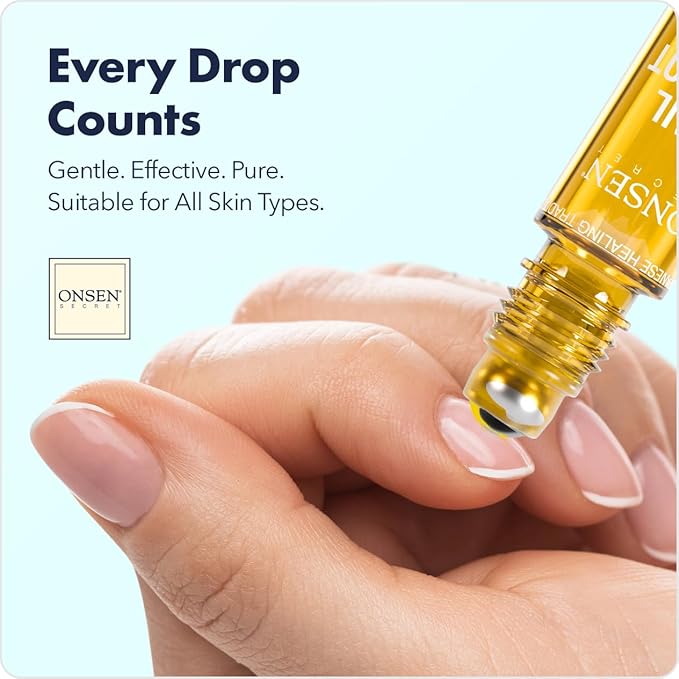 Onsen Secret Nail & Cuticle Repair Oil (10ml) - Dry Oil Formula - Japanese Tsubaki, Tea Tree & Jojoba - Strengthens Nails, Repairs Cuticles, Hydrates Skin & Hair - Natural & Vegan