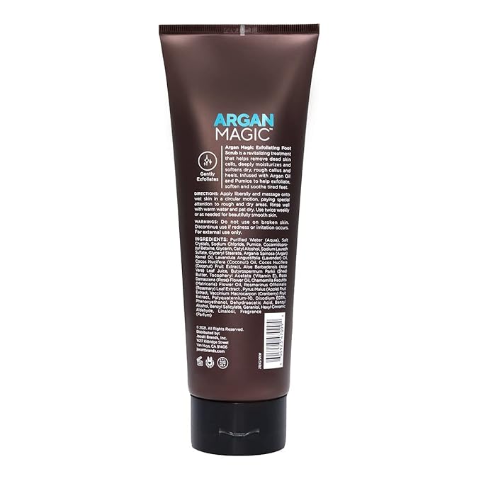 Argan Magic Exfoliating Foot Scrub for Rough & Calloused Feet and Heels - Smooths and Softens Dry Feet | Removes Dead Skin | With Argan Oil & Pumice | Paraben Free (8 oz)