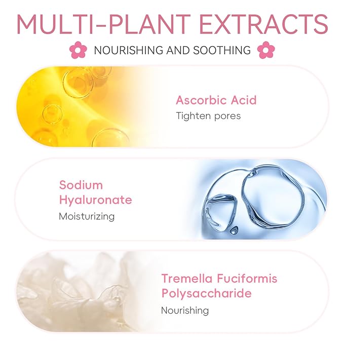 Skincare Set Sakura Mother's Day Gifts - Skin Care Set - Skincare for Teens 10-12 Hydrating - Travel Size Facial Kit for Women with Cleanser,Serum,Cream,Bunny Headband,Cleansing Brush（5pcs）