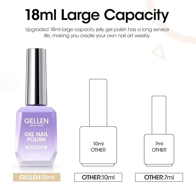 Gellen Nude Gel Nail Polish 18 ML Nude Neutral Gel Polish Beige Skin Tones Soak off UV LED Nail Lamp Nail Polish for Nail Art French Manicure Home Salon DIY Gift, 0.61 Fl Oz