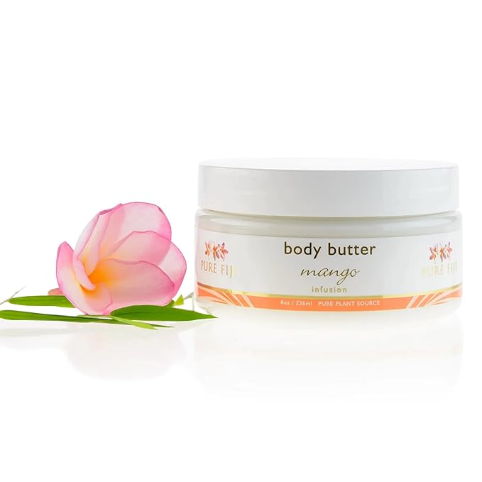 PURE FIJI Body Butter - Moisturizer Body Butter Cream - Face Cream and Body Lotion for Dry Skin with Natural Oils & Vitamin E, Body Butter For Women for Men,Mango, 8oz