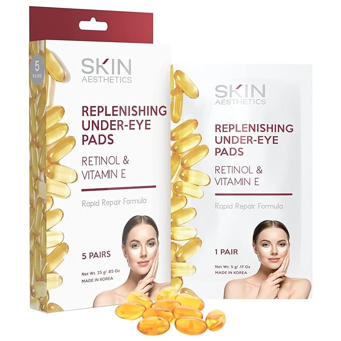 Retinol & Vitamin E Under Eye Patches - Reduces Wrinkles, Fine Lines & Eye Bags, Repairs Skin - Dermatologist Tested Korean Skincare - Clean Beauty, Cruelty-Free - 5 Pairs
