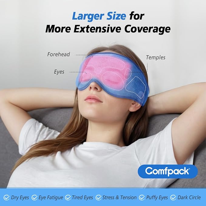 Eye Mask for Dry Eyes, Microwave Warm Compress for Eyes with Washable Cover, Remove Styes, Chalazion Therapy Heating Pad Hot Compress, Moist Heat Mask for Blepharitis, Tired