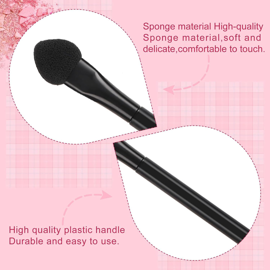 30 PCS Professional Disposable Dual Side Sponge Eyeshadow Brush, Double Head Eye shadow Brushes Makeup Applicator Cosmetic Tools(Length: 12 cm, Round Handle, Black)