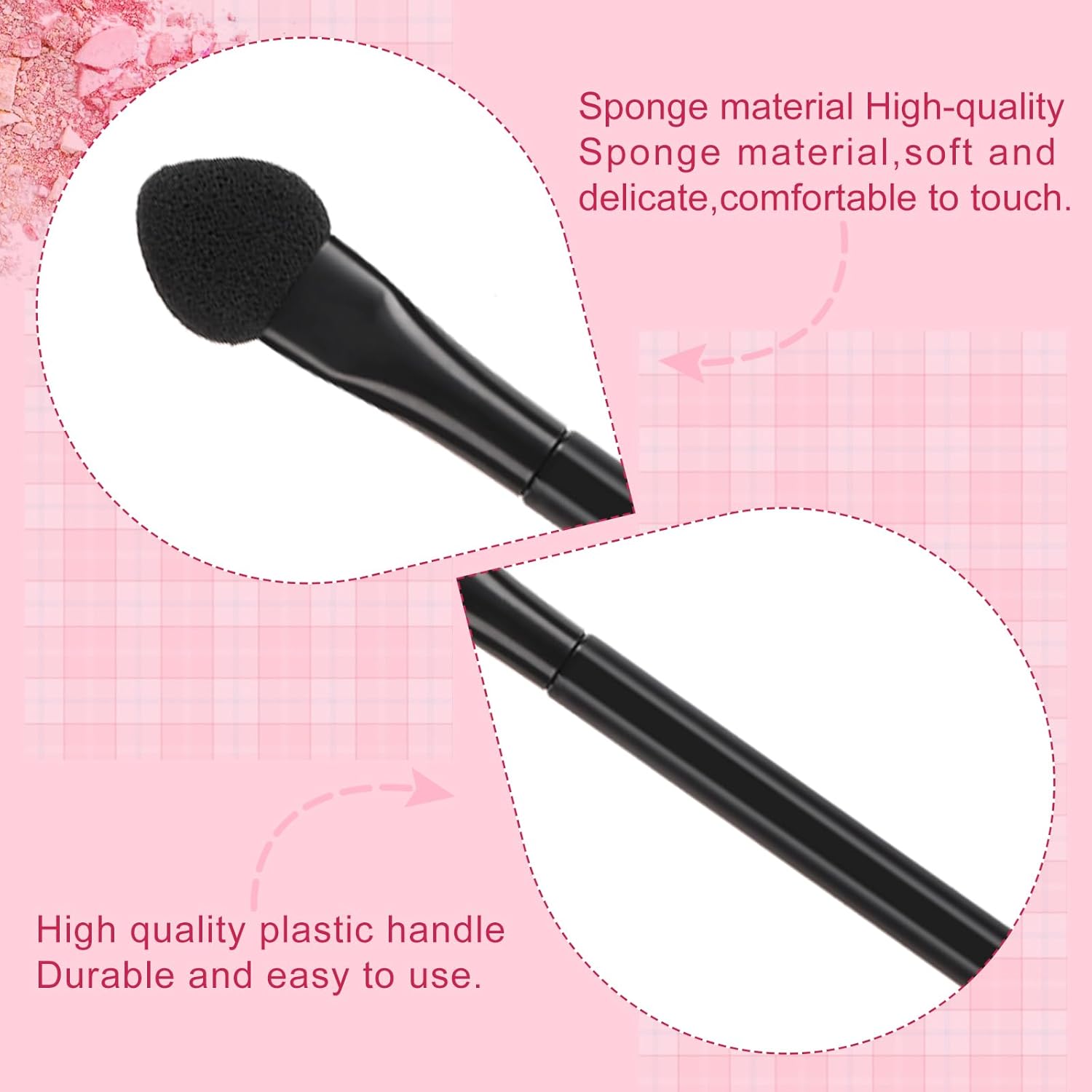 30 PCS Professional Disposable Dual Side Sponge Eyeshadow Brush, Double Head Eye shadow Brushes Makeup Applicator Cosmetic Tools(Length: 12 cm, Round Handle, Black)