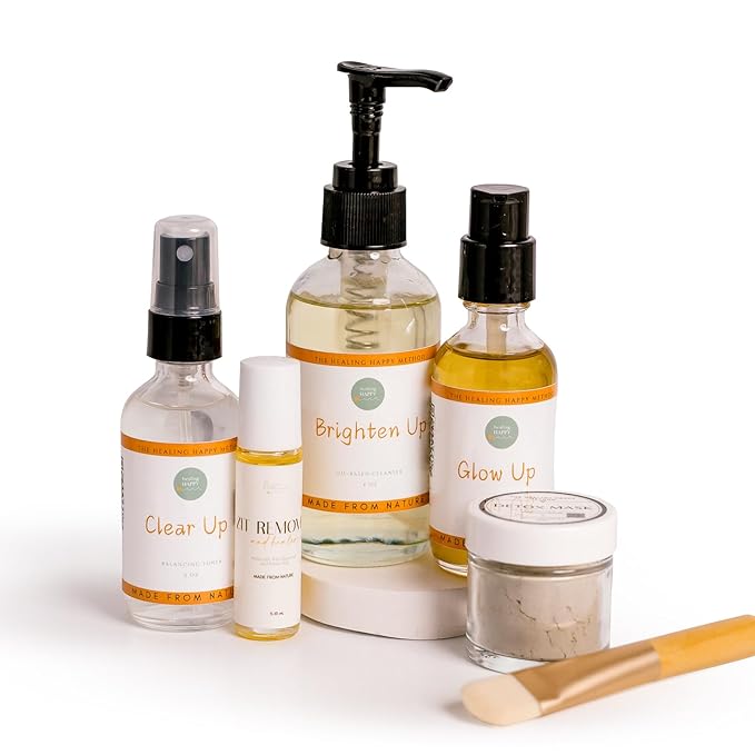 Healing Happy Method - Teen Skin Care Set with Cleanser, Toner, Moisturizer, Clay Mask, and Zit Stick | Hydrates, Controls Oil, Soothes Skin with Natural Ingredients | Skincare Gift Set for Teens