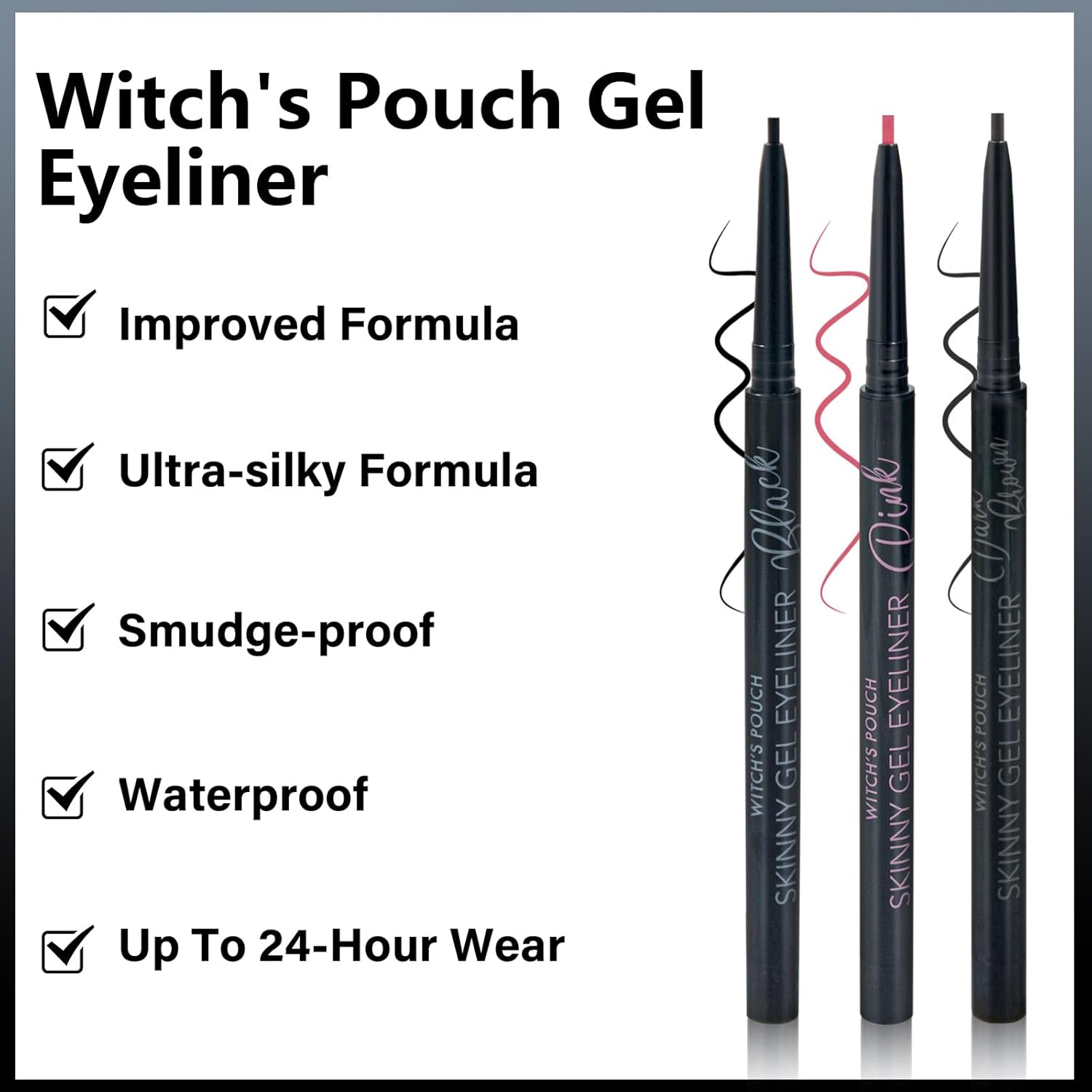 Witch's Pouch Gel Eyeliner Pencil Waterproof Smudge Proof, Long-Lasting Eye Liner, High-Intensity Colored, Ultra-Smooth Korean Eye Pencil Eye Makeup (02 Dark Brown)