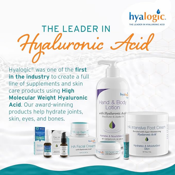 Hyalogic HA Lip Balm - Hyaluronic Acid & Organic, Natural Coconut Oil - Soothes Dry, Chapped Lips - Plumping, Moisturizing & Nourishing - Unflavored - Fragrance & Dye Free - 4.25g - 1 Stick