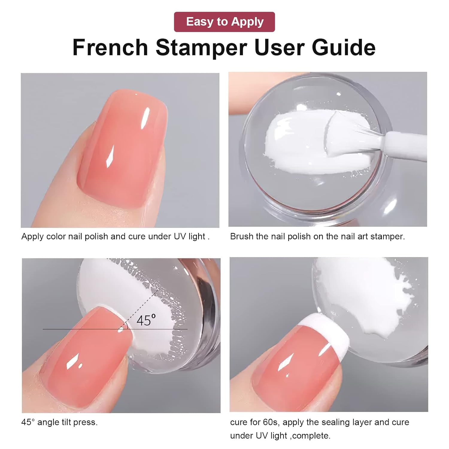 Nail Art Stamper Clear Silicone Nails Stamping Jelly with Scraper Transparent Visible Body DIY Manicure Nail Art Tool For DIY Nail Decor French Nail Manicure
