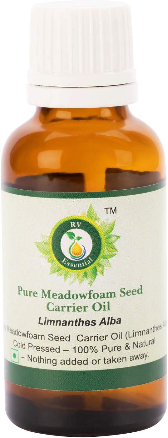 Meadowfoam Oil | Limnanthes Alba | Meadowfoam Seed Oil | Meadowfoam Carrier Oil | for Skin | for Hair | 100% Pure Natural | Cold Pressed Meadowfoam Oil | 30ml | 1.01oz by R V Essential