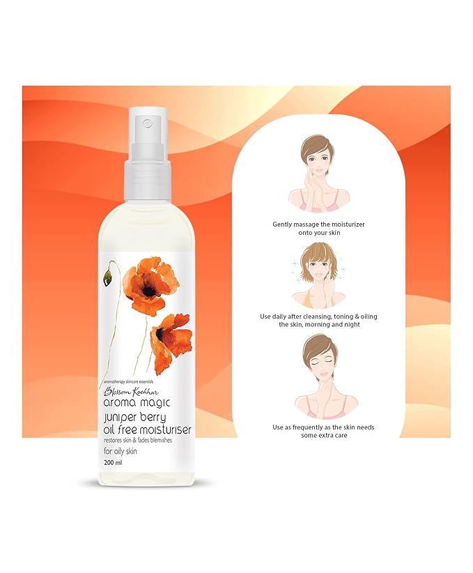 Juniper Berry Oil Free Moisturizer With SPF 15 | Repairs Acne & Restores Radiance | Non Greasy & Lightweight Gel For Oily Skin | 6.76 Fl Oz/200ml