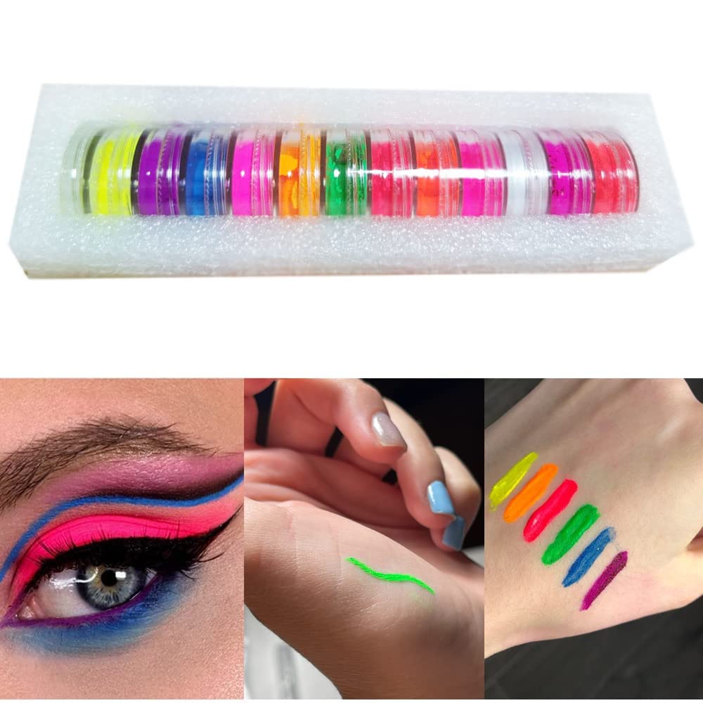 Neon Phosphor Pigment Powder Set Fluorescent Nail Glitter Eye Powder Manicure Decoration Nail Art Dust Pigment Paillettes