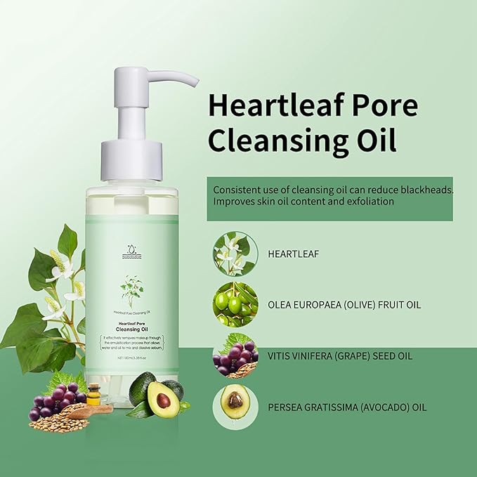 Cleansing Oil Cleanser for Face, Makeup Remover Oils for Melting Blackhead Eye Face, Gently Korean Facial Cleanser for Sensitive Skin, Deep Cleansing Makeup Oils for Women Korean Skin Care (HEARTLEAF)