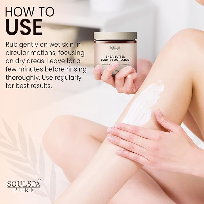 Shea Butter Body & Foot Scrub | Gentle and Nourishing Moisturizing Shea Butter Body Scrub, Soothing & Exfoliating Body Scrub for Deep Hydration, 10 oz
