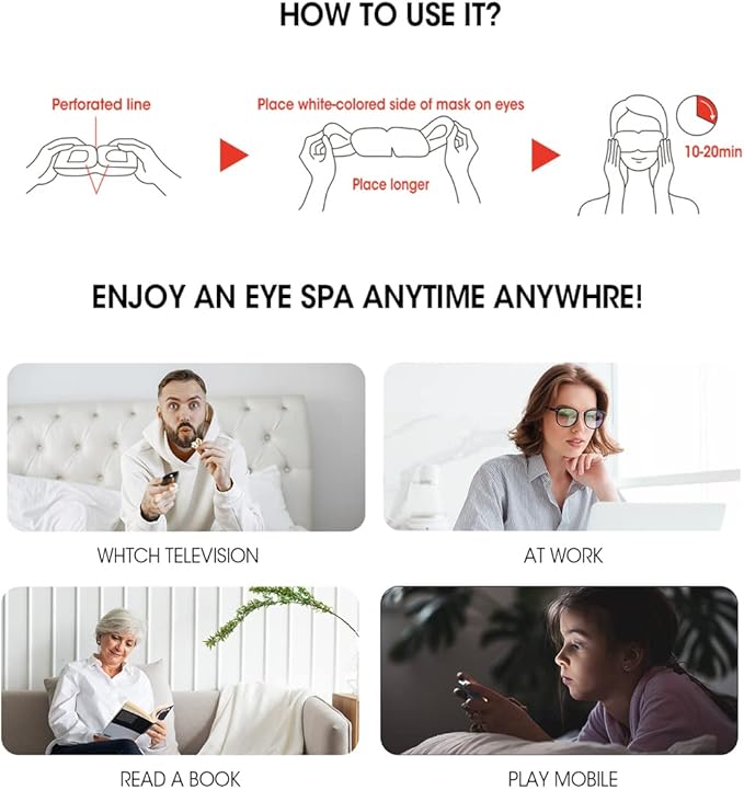 Epielle Steam Eye Mask Pack of 12 for Dry Eyes and Puffiness Helping Sleep with Melatonin Steam Moisture Self Heated from Korea