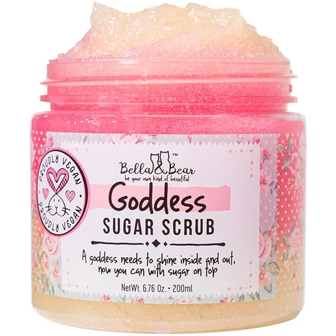 Bella & Bear Goddess Sugar Scrub - 3-in-1 Exfoliator, Body Scrub & Body Wash | Vegan, Cruelty-Free Bliss for Silky Smooth, Radiant Skin